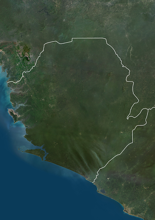 Sierra Leone, satellite image Colour satellite image of Sierra Leone and neighbouring countries, with borders., by PLANETOBSERVER SCIENCE PHOTO LIBRARY
