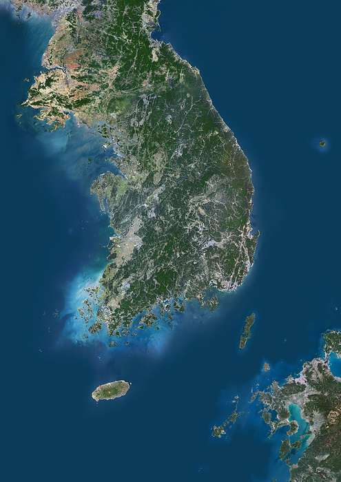 South Korea, satellite image Colour satellite image of South Korea and neighbouring countries., by PLANETOBSERVER SCIENCE PHOTO LIBRARY