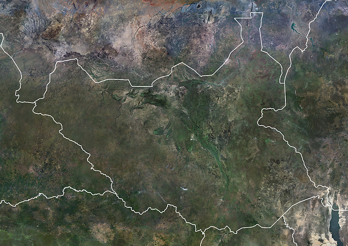 South Sudan, satellite image Colour satellite image of South Sudan and neighbouring countries., by PLANETOBSERVER SCIENCE PHOTO LIBRARY