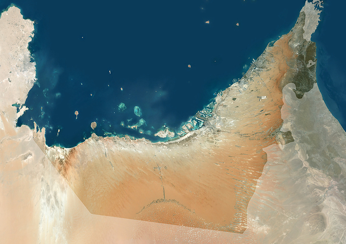 United Arab Emirates, satellite image Colour satellite image of United Arab Emirates., by PLANETOBSERVER SCIENCE PHOTO LIBRARY