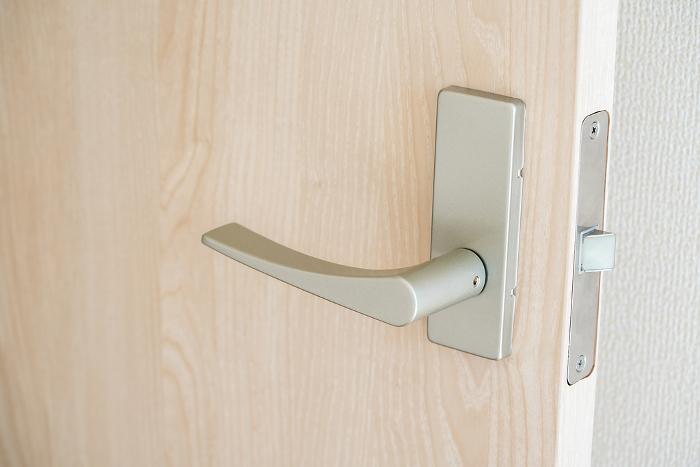 Close-up of a simple door lever