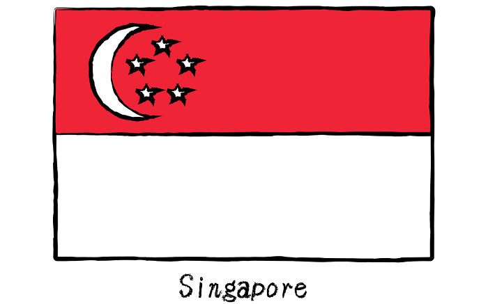 Analog hand-drawn world flag, Singapore