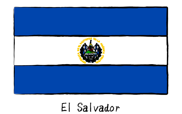 Analog hand-drawn style World Flag, El Salvador