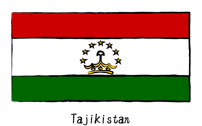 Flag of the world, Tajikistan, analog hand-drawn style