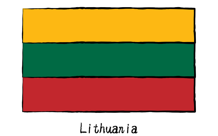 Analog hand-drawn world flag, Lithuania