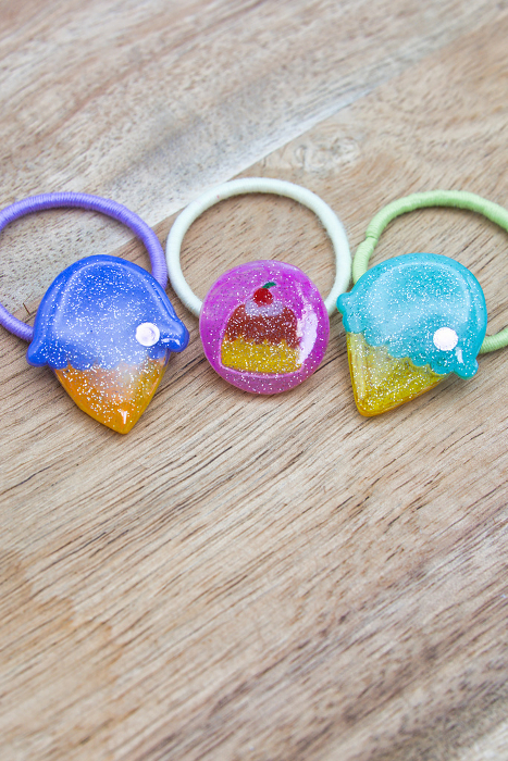 Sweets hair bands handmade with plastic sheets and resin