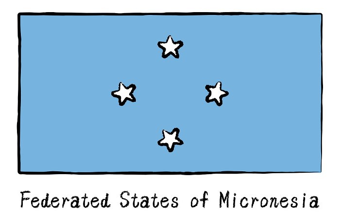 Analog hand-drawn world flag, Federated States of Micronesia