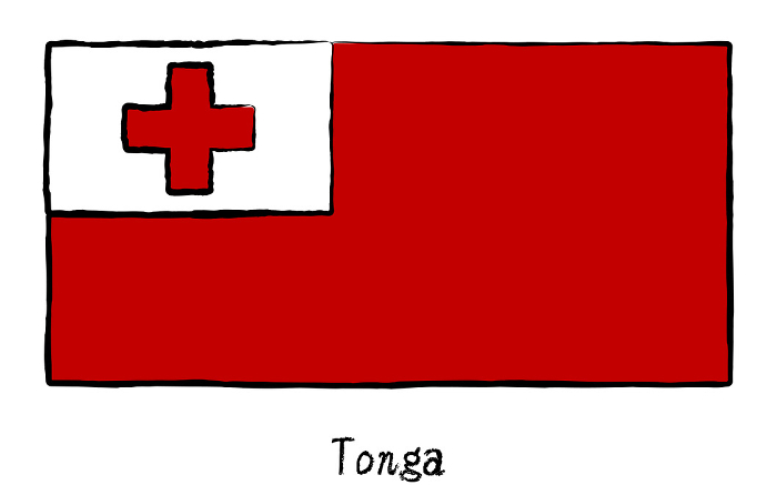 Analog hand-drawn world flag, Tonga