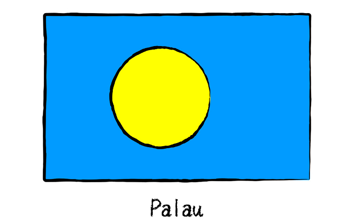 Analog hand-drawn world flag, Palau