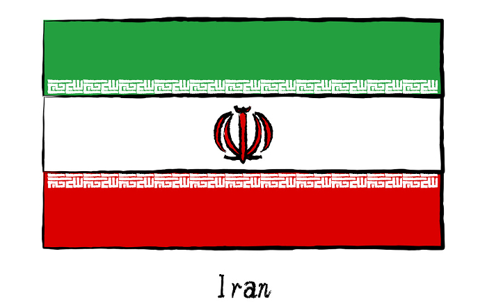 Analog hand-drawn world flag, Iran