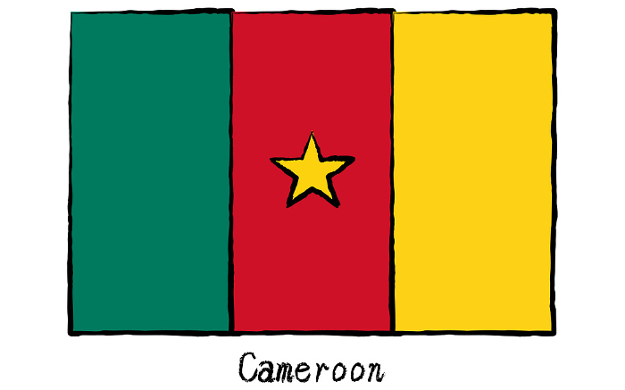 Analog hand-drawn world flag, Cameroon