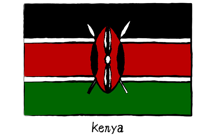 Analog hand-drawn world flag, Kenya