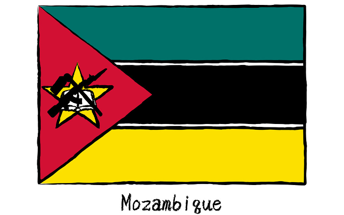 Tight analog hand-drawn style World Flag, Mozambique