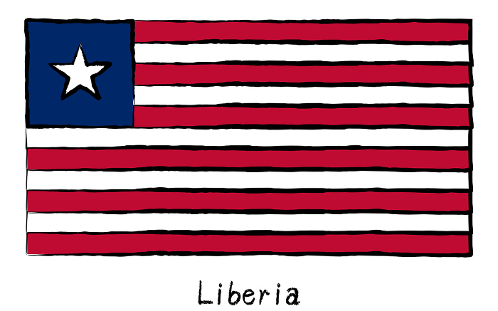 Analog hand-drawn world flag, Liberia