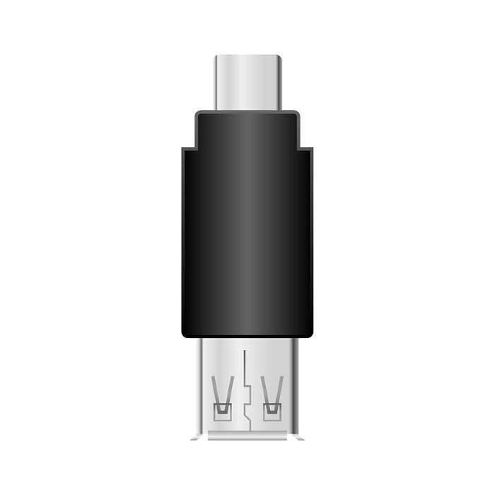 Simple Illustration_Black Conversion Adapter_USB Type-C to USB Type-A Female