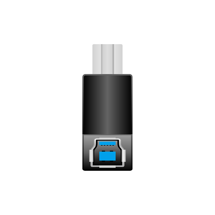 Simple Illustration_Black Conversion Adapter_USB Type-B 3.0(3.1) Male and Female