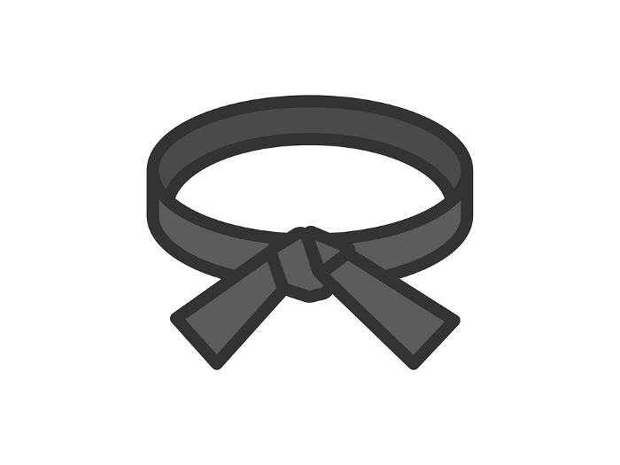 Illustration of black belt icon (line drawing color)