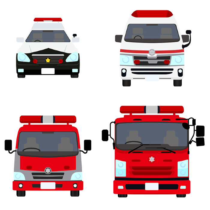 Police car, ambulance, fire truck Vehicle set