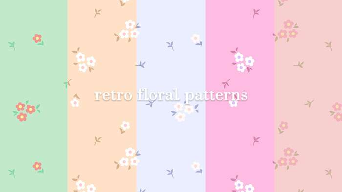 Showa-era retro floral pattern set B, continuous pattern
