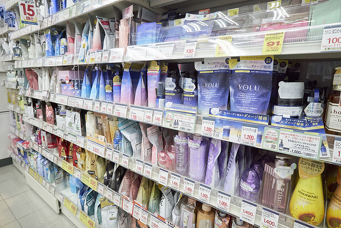 Photo taken in 2024 Drugstore Shampoo display shelf February 2024 Chuo ku, Tokyo