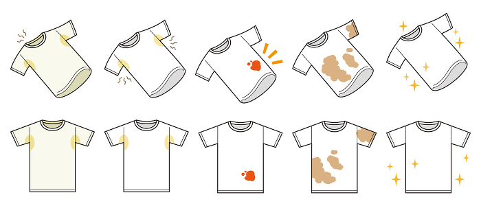 Clip art of dirty T-shirt and clean T-shirt