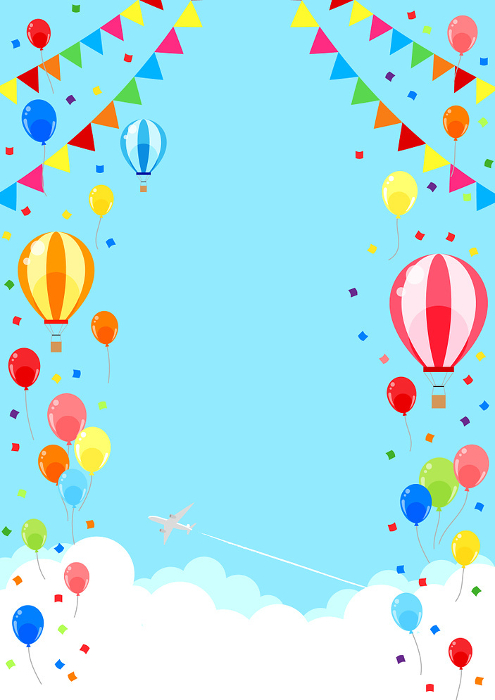 Balloons, balloon, background, illustration, cute, vertical, cloud top, flag, garland