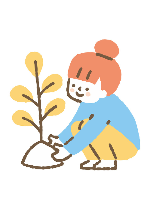 Girl about to plant a tree seedling_Color