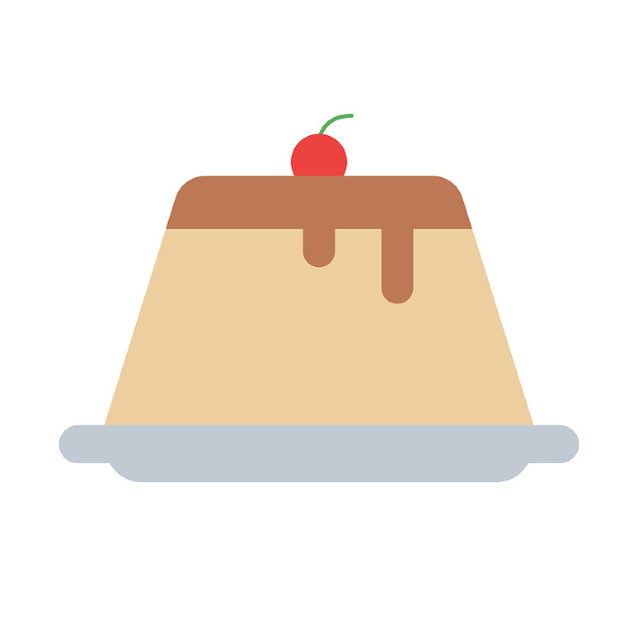 Icon of pudding with cherries on top. Vector.