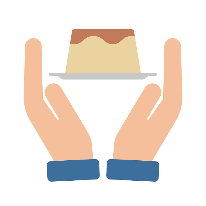 Icon of the person giving the pudding. Vector.
