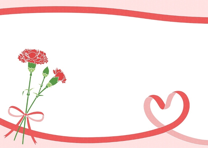 Carnation and heart ribbon frame, Mother's Day, event, celebration frame