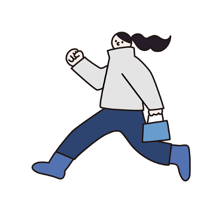 Line drawing vector of a running woman