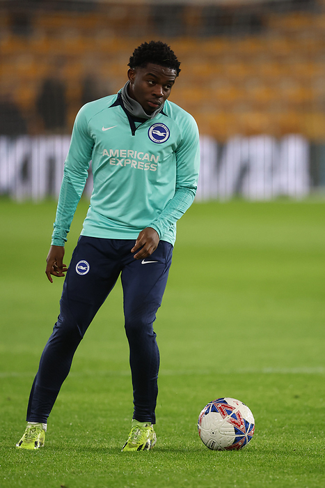 Wolverhampton Wanderers v Brighton   Hove Albion   Emirates FA Cup Fifth Round Tariq Lamptey of Brighton   Hove Albion warms up before the Emirates FA Cup Fifth Round match between Wolverhampton Wanderers and Brighton   Hove Albion at Molineux on February 28, 2024 in Wolverhampton, England.   WARNING  This Photograph May Only Be Used For Newspaper And Or Magazine Editorial Purposes. May Not Be Used For Publications Involving 1 player, 1 Club Or 1 Competition Without Written Authorisation From Football DataCo Ltd. For Any Queries, Please Contact Football DataCo Ltd on  44  0  207 864 9121