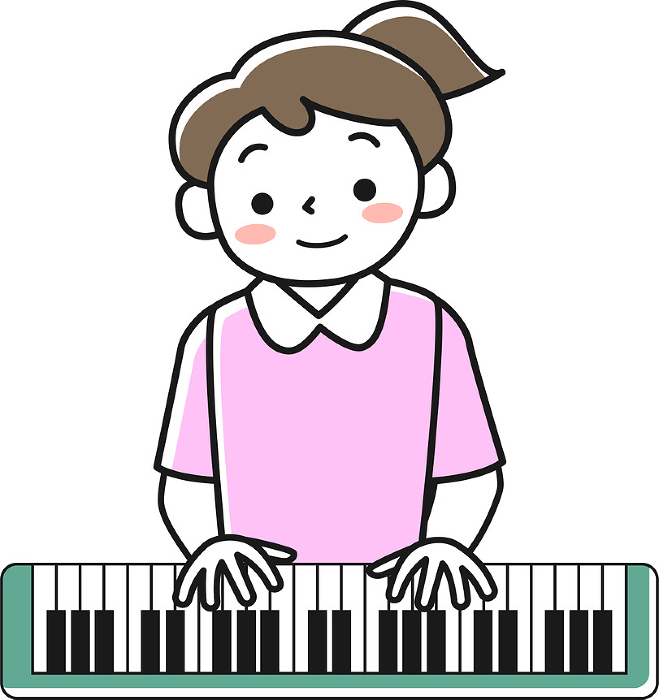 Upper body of young woman playing keyboard