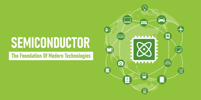 Semiconductors and semiconductor applications Vector banner illustration