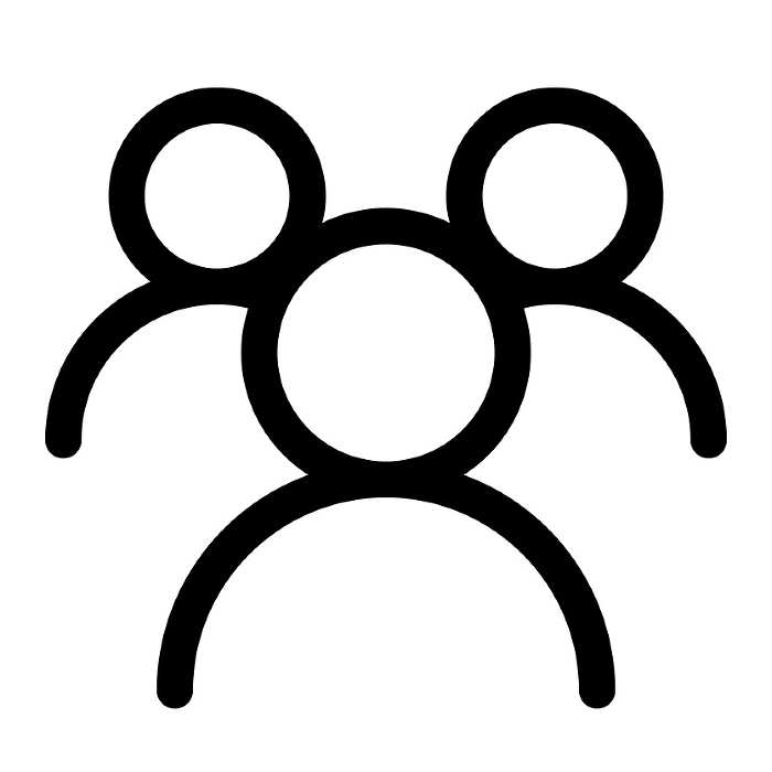 Line style icons representing users, three people, groups, and multiples