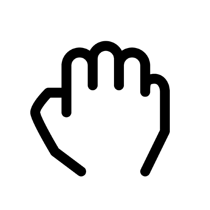 Line style icons representing hand, goo, fist, grip, and one hand