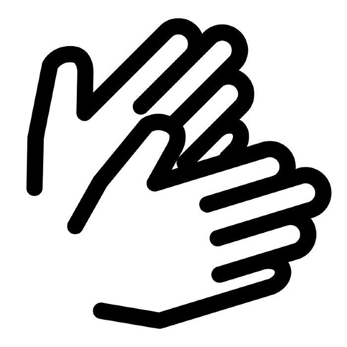 Line style icons representing hands, clapping, and two hands