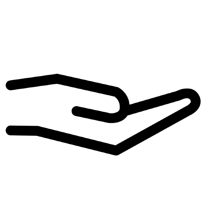 Line style icons representing hand, palm, receiving, and one hand