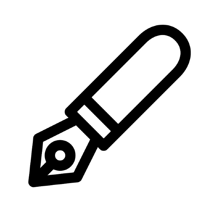 Line style icons representing stationery, fountain pens and pens