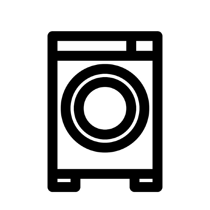 Line style icons representing home appliances, washing machines, and drums