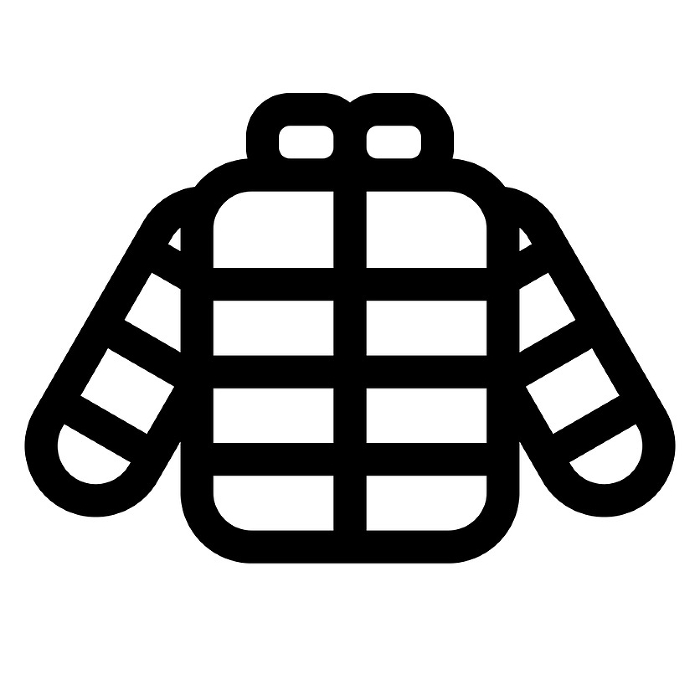 Line style icons representing clothing, down