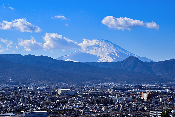Odawara City, Kanagawa Prefecture Mt. View toward Mt. Fuji from near Soga Plum Grove, Odawara City 