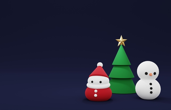 3D material_Christmas_Tree_Santa_Snowman_Night