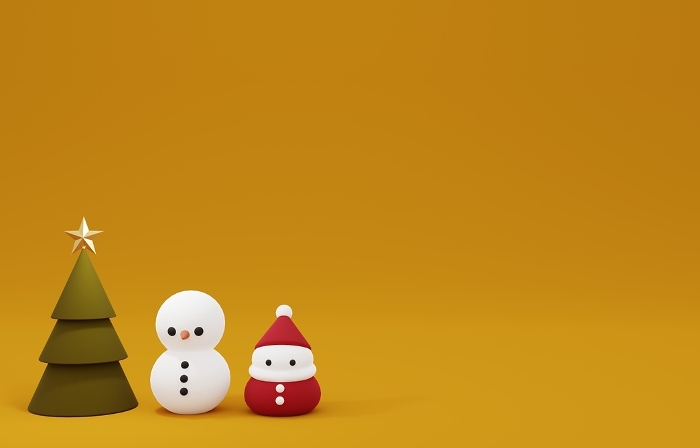 3D material_Christmas tree_Santa_Snowman