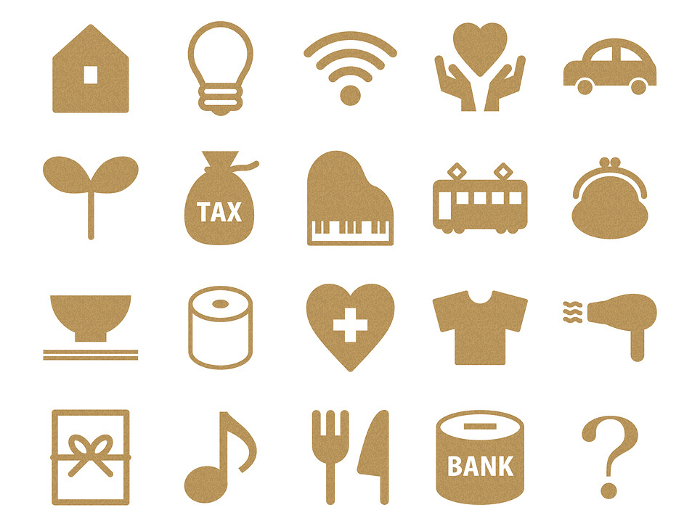 Set of household account icons_cork pattern