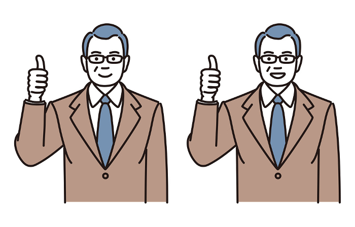 Simple illustration set of a middle-aged businessman in a nice pose