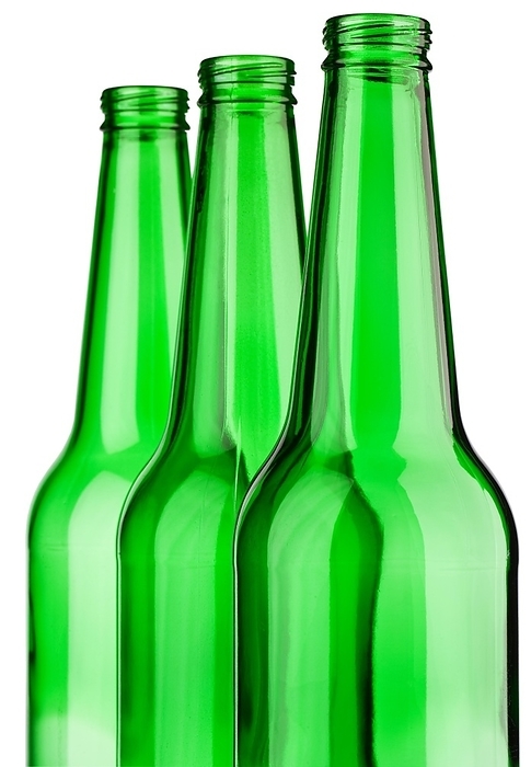 Top of three green bottle isolated, by Dzmitri Mikhaltsow