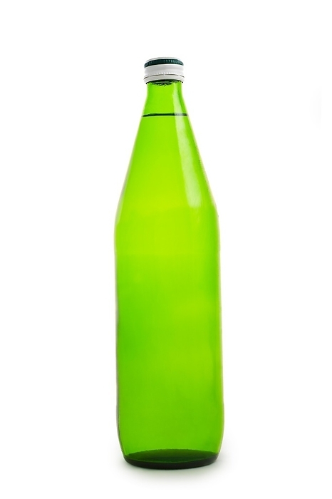 Green bottle isolated close up, by Dzmitri Mikhaltsow