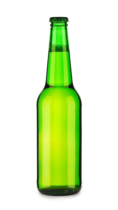 Green bottle of beer with lens flare, by Dzmitri Mikhaltsow