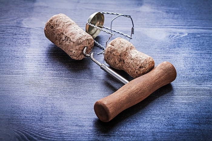 Corkscrew and corks with champagne wires, by Dzmitri Mikhaltsow